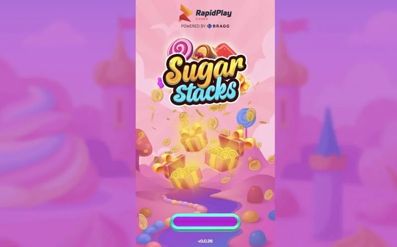 Sugar Stacks – začetni zaslon z logotipom RapidPlay Games
